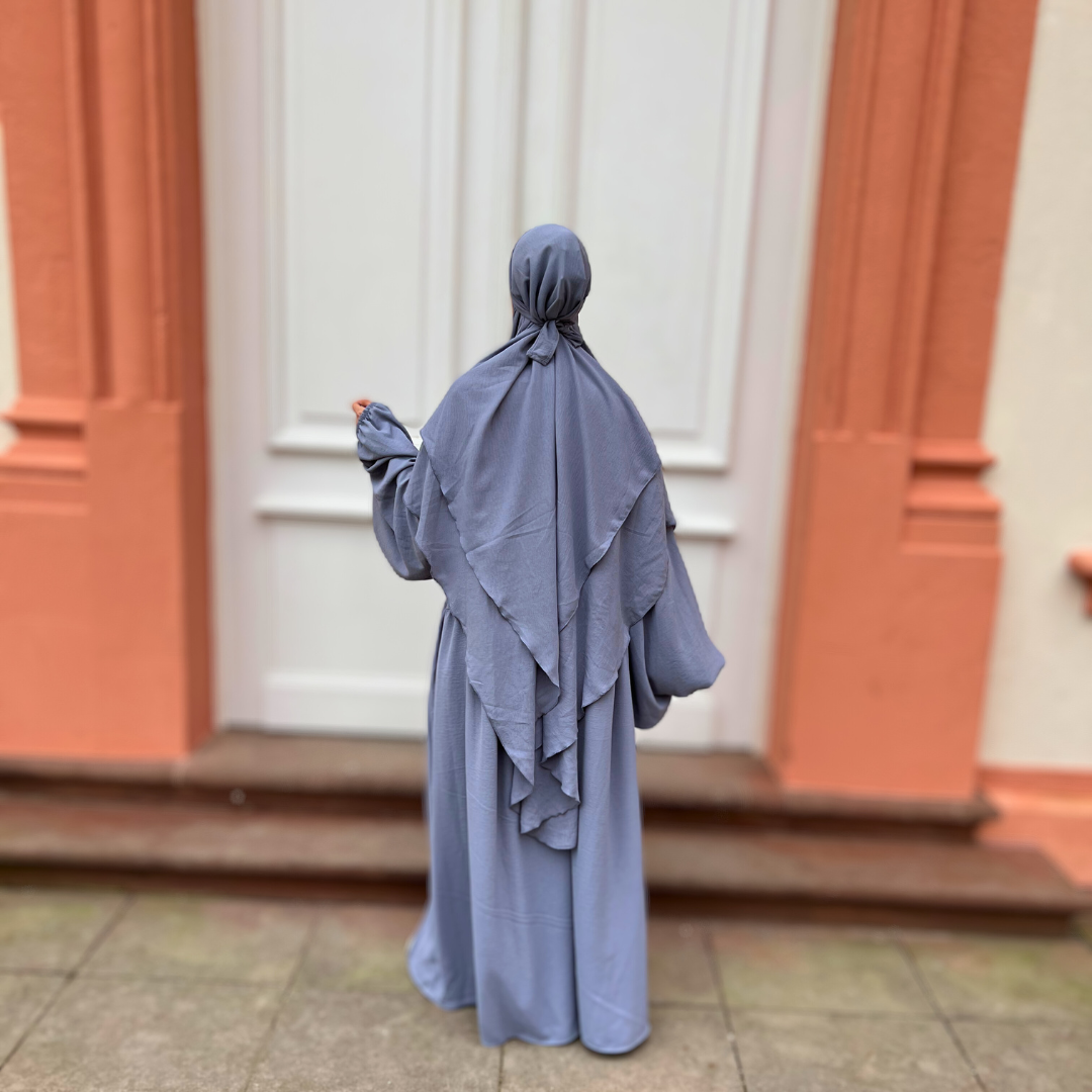 Zweilagiger Khimar Blau-grau