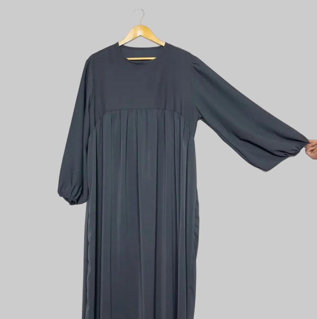 Abaya Lina mit Puffärmeln aus Medina Stoff